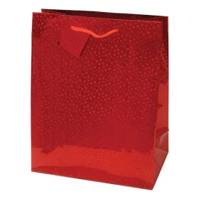   Dísztasak CREATIVE Special Hologram L 26x32x12 cm egyszínű piros sodort füles