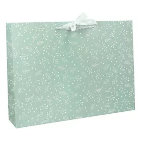   Dísztasak CREATIVE Deluxe Plus M 23x18x10 cm fekvő fagyöngy matt világoszöld sodort füles masnival