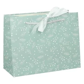   Dísztasak CREATIVE Deluxe Plus L 33x26x12 cm fekvő fagyöngy matt világoszöld sodort füles masnival