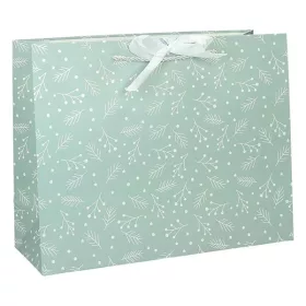   Dísztasak CREATIVE Deluxe Plus XL 45x33x10 cm fekvő fagyöngy matt világoszöld sodort füles masnival