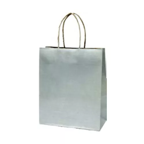 Dísztasak CREATIVE Classic Simple S 12x15x5,5 cm kraft egyszínű ezüst sodort füles