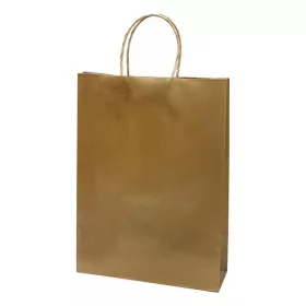   Dísztasak CREATIVE Classic Simple L 26x35x8 cm kraft egyszínű arany sodort füles