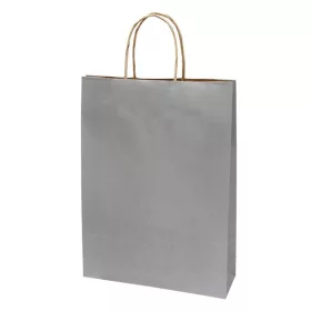   Dísztasak CREATIVE Classic Simple L 26x35x8 cm kraft egyszínű ezüst sodort füles