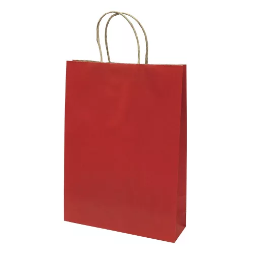 Dísztasak CREATIVE Classic Simple L 26x35x8 cm kraft egyszínű piros sodort füles