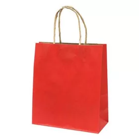   Dísztasak CREATIVE Classic Simple M 22x25x10 cm kraft egyszínű piros sodort füles