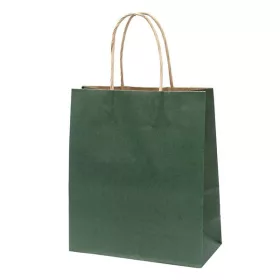   Dísztasak CREATIVE Classic Simple M 22x25x10 cm kraft egyszínű sötétzöld sodort füles