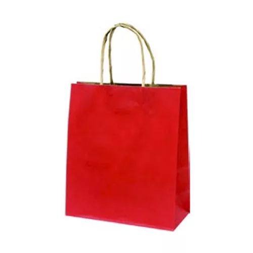 Dísztasak CREATIVE Classic Simple S 12x15x5,5 cm kraft egyszínű piros sodort füles