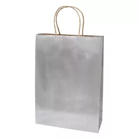   Dísztasak CREATIVE Classic Simple XL 31x42x11 cm kraft egyszínű ezüst sodort füles