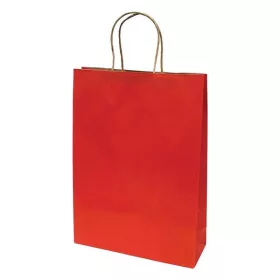   Dísztasak CREATIVE Classic Simple XL 31x42x11 cm kraft egyszínű piros sodort füles