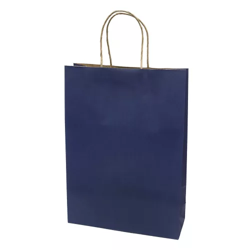 Dísztasak CREATIVE Classic Simple XL 31x42x11 cm kraft egyszínű sötétkék sodort füles