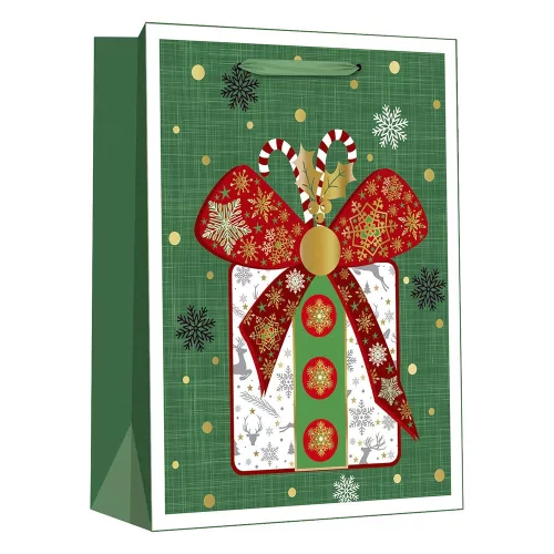 Dísztasak CREATIVE Delucm x e Plus cm x L 30cm x 42cm x 12 cm ünnepi mintás matt fóliás szalagfüles