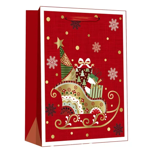 Dísztasak CREATIVE Delucm x e Plus cm x L 30cm x 42cm x 12 cm ünnepi mintás matt fóliás szalagfüles