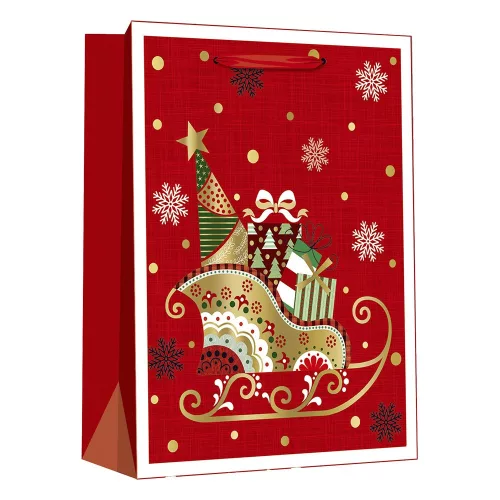 Dísztasak CREATIVE Delucm x e Plus cm x L 30cm x 42cm x 12 cm ünnepi mintás matt fóliás szalagfüles