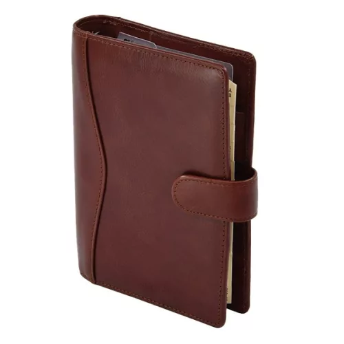 Gyűrűs kalendárium SATURNUS L212 sárga lapos barna marhabőr 2026.