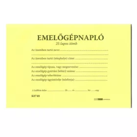 Nyomtatvány emelőgépnapló A/5 fekvő