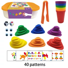 Montessori kreatív színes kavics puzzle
