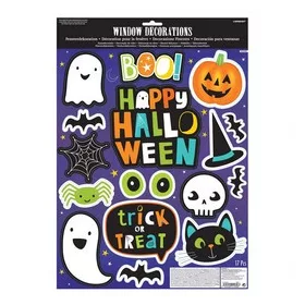   Aranyos Halloween Ablakdekoráció Matrica – 15 db-os, Műanyag Matrica Szett