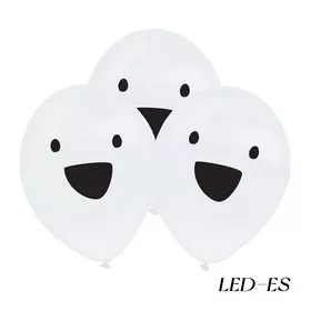   Szellem mintás világító LED lufi Halloween-re – 4 db, 27,5 cm átlátszó latex
