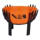 Halloween Cukorkatál Csontvázkéz Tartóval – Narancssárga-Fekete Műanyag Tál, 25 cm