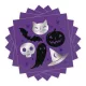 Halloween Parti Szalvéta – Neon Lila, Fekete-Ezüst Motívumokkal, Cicával (33×33 cm, 20 db)