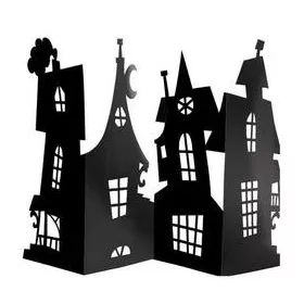   Fekete Szellemház Papír Asztaldísz – Halloween Asztaldekoráció (38 cm)