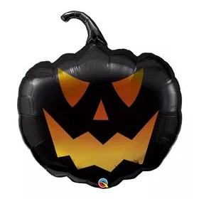   Rémisztő Tök - Black Jack fekete- narancs Fólia Lufi Halloween-re, 89 cm