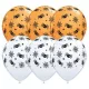 Narancs‑fehér pókháló és pók mintás Halloween lufi – 6 db (28 cm)