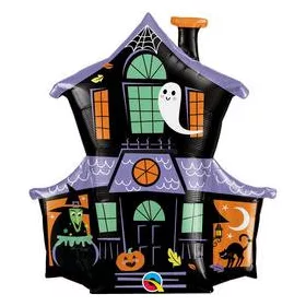 Szellemház Fólia Lufi Halloween-re, 97 cm-es