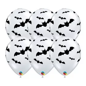   Denevér mintás latex lufi Halloween-re – 6 db átlátszó, 28 cm-es dekorációs lufi