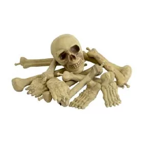   Koponya és csontok dekoráció Halloweenre – 1 db koponya, 8 db csont