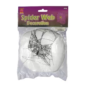   Fehér Halloween Dekorációs Pókháló 1 db Műanyag Pókkal – 5 m²