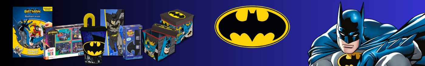 Hivatalos DC Comics Batman játékok, gyerek jelmezek, Clementoni puzzle-ök és szülinapi party kellékek: Gyerek Batman Movie és Joker jelmez, Funko POP! Batman vinyl figura, 1000 darabos Clementoni panorama puzzle, Batman fiú boxeralsó és pizsama, kétszemélyes ágyneműhuzat, szívószálas kulacs, és Batman AirWalker sétáló lufi a Kreativjatek.hu webáruházban.