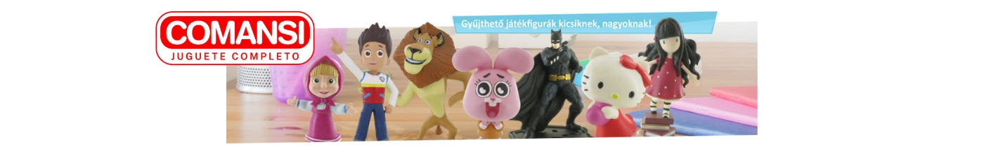 Comansi kategória banner a Kreatívjátékban: Licencelt Disney, Marvel, Peppa malac és FC Barcelona játékfigurák beszállítói készletről.