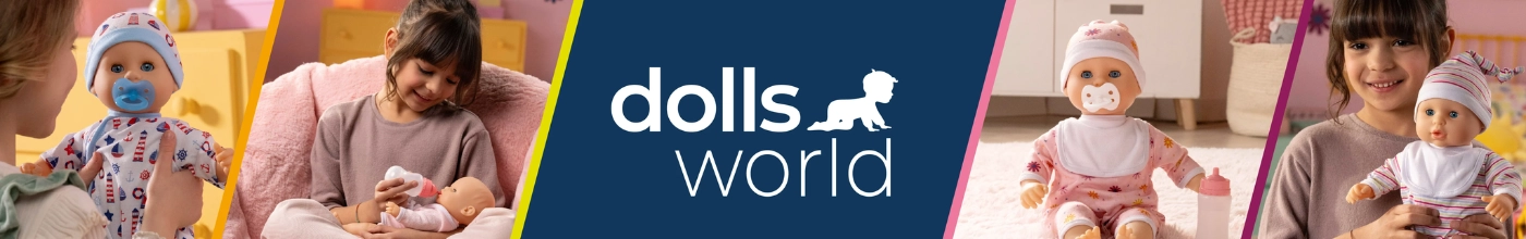 Dolls World kategória banner a Kreatívjátékban: Magyarul beszélő Charlotte babák, fésülhető és fürdethető játékbabák, valamint kiegészítők beszállítói készletről.