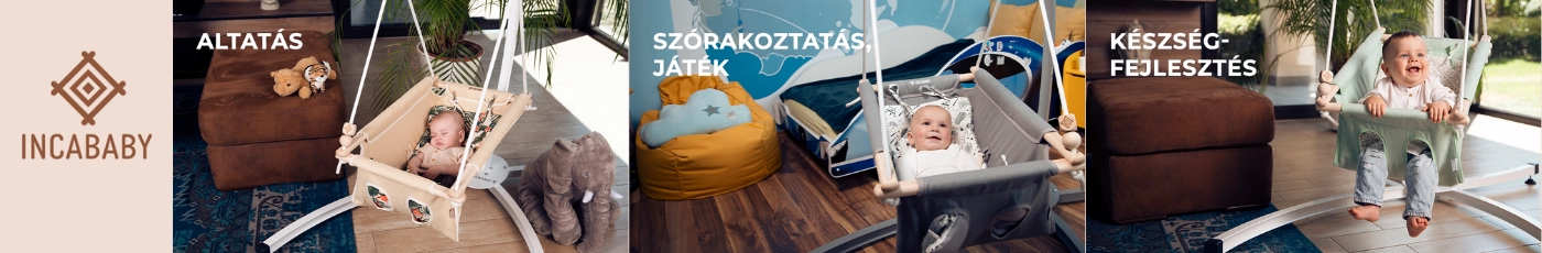 Incababy babafelszerelések: Prémium pamut babahinták, junior hinták fából, ergonomikus kismama párnák, babafészkek és hinta állványok pasztell színekben és állatos mintákkal a Kreatívjáték webáruházban.