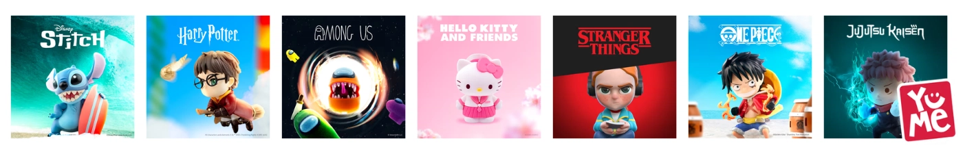 YuMe Toys hivatalos gyűjtői figurák: magyarul beszélő Harry Potter Teszlek Süveg, Stranger Things meglepetés kapszulák, Stitch Hero Box figurák, Sanrio és One Piece kulcstartók a Kreativjatek.hu webáruházban.